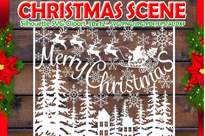 Christmas Scene Silhouette Design SVG 2