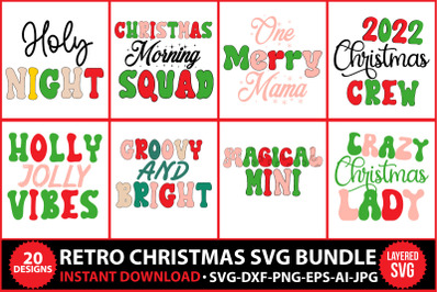 Retro Christmas SVG Bundle, Retro SVG Bundle, Retro SVG Cut file