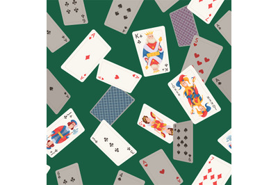 Playing cards pattern. Casino poker game symbols textile design pictur