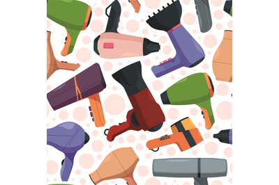 Beauty salon pattern. Hairdryer barbershop tools pictures for textile