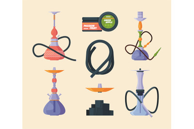 Hookah. Unhealthy exotic turkish smoking tools arab tobacco east symbo