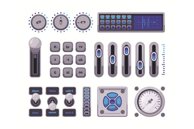 Control panels. Ui elements buttons checkboxes switch dots electric me