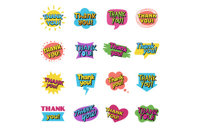 Thank you lettering. Handwriting text decorative ads messages badges s