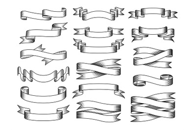 Engraved ribbons. Vintage tape templates for design labels recent vect