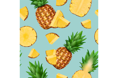 Pineapple pattern. Tropical exotic fruits illustrations for printing t