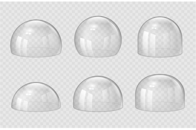 Transparent domes. Exhibition display transparent spherical cases dece