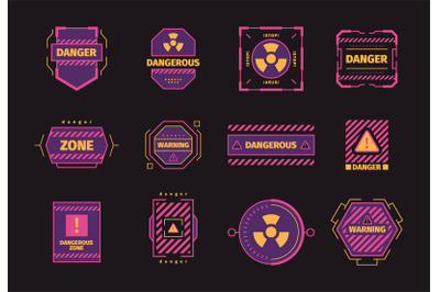 Danger hud. Ui attention elements virus attack radar danger biohazard