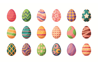 Colored eggs. Easter decorated symbols for christian celebration garis