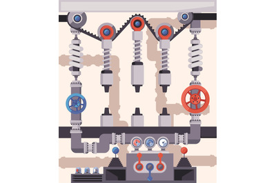 Conveyor. Industrial robotic technology abstract machines garish vecto