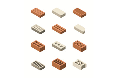 Bricks isometric. Construction material for builders materials for fac