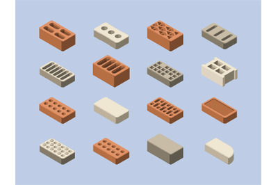 Bricks set. 3d materials for construction houses tools for buildings g