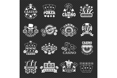 Gambling badges. Casino cards slot machines and dice gambling games st