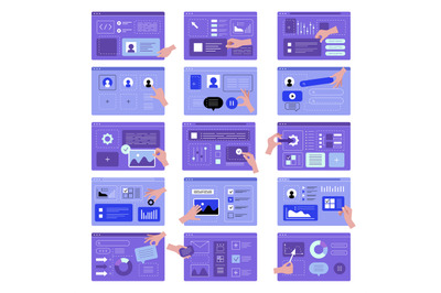 Hands ui programming. Designers creating app interfaces web templates