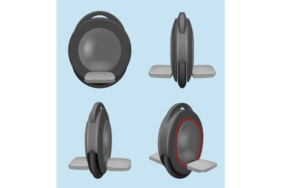 Realistic monowheel. Eco modern electricity transport decent vector mo