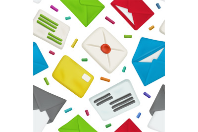 Envelopes pattern. Stylized plasticine envelopes for mail letters dece