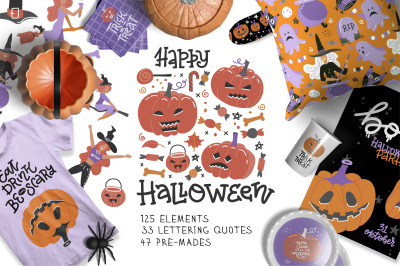 Happy Halloween - vector clipart set
