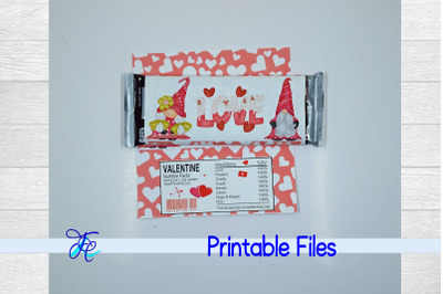 Valentines Gnomes Love Candy Bar Wrapper