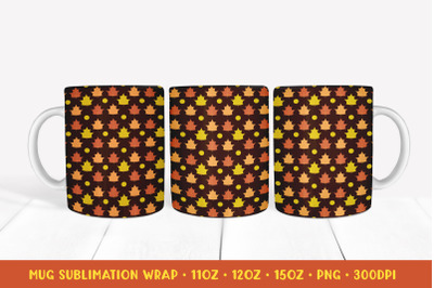 Autumn Mug Sublimation Wrap. Maple Leaves Mug Wrap Design