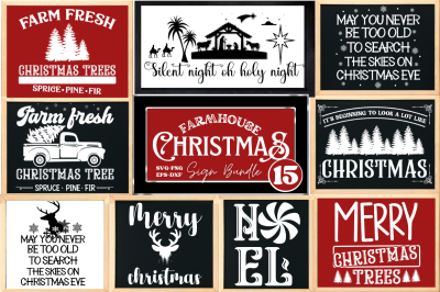 Vintage Farmhouse Christmas Sign SVG Bundle