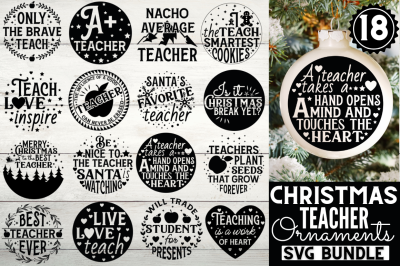 Christmas Teacher Ornament SVG Bundle