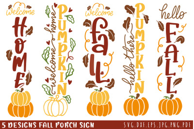 Fall Porch Sign Bundle SVG Cut File