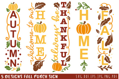 Fall Porch Sign Bundle SVG Cut File