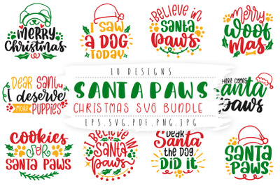Christmas Dog SVG Bundle | Santa Paws SVG Cut File