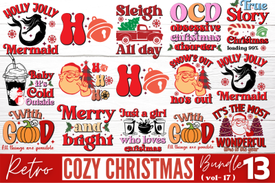 Retro cozy Christmas SVG Bundle