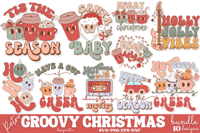 Retro Christmas croovy SVG Bundle