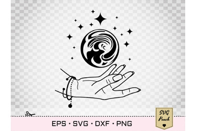 Witch hands and crystal ball SVG