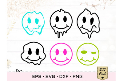 Melted Face SVG | Smiley Face Drip SVG