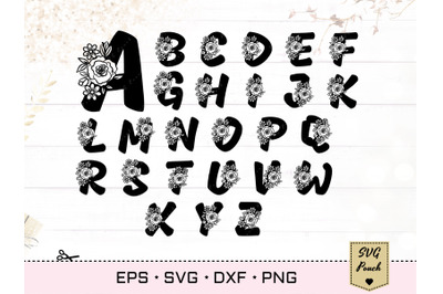 Floral alphabet SVG set