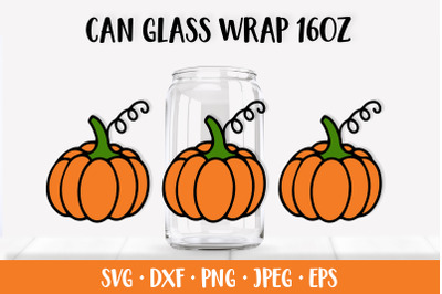 Pumpkin Glass Can Wrap SVG. Thanksgiving Can Glass Design