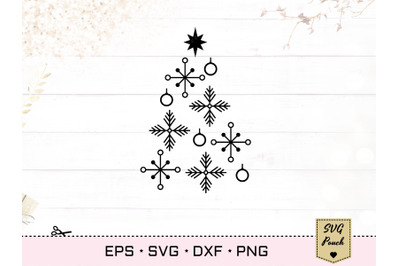 Snowflakes Christmas tree svg