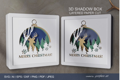Christmas 3D Layered papercut SVG / Winter Shadow box