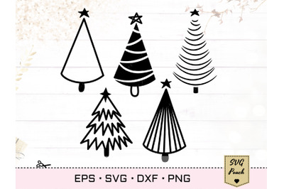 Christmas trees doodles svg