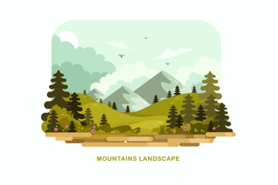 Mountains Landscape Vector Illustration