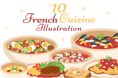 10 French Food Cuisine Restaurant Illustration