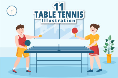 11 Playing Table Tennis Sports Illustration