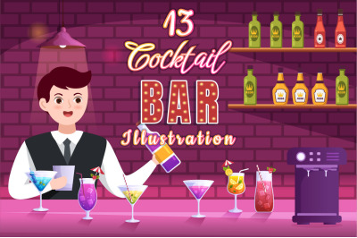 13 Cocktail Bar Illustration