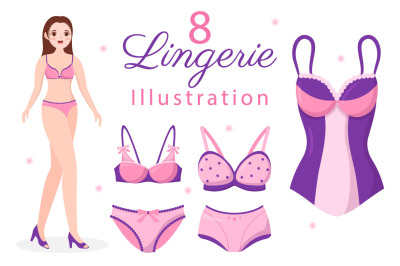 8 Stylish Woman Lingerie Illustration