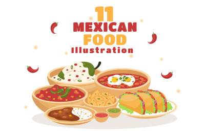 11 Mexican Food Restaurant Illustration