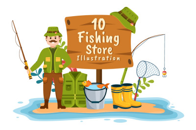 10 Fishing Shop Illustration