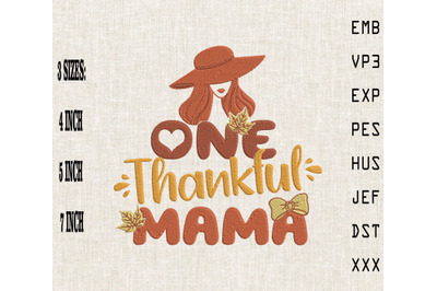 One Thankful Mama Thanksgiving Gift Embroidery