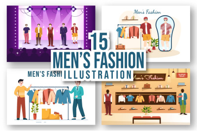 15 Fashion Men Trendy Outfits Illustration