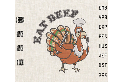 Eat Beef Instead Funny Thanksgiving Embroidery