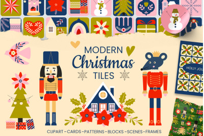 Modern Christmas Fairytale - clipart and patterns