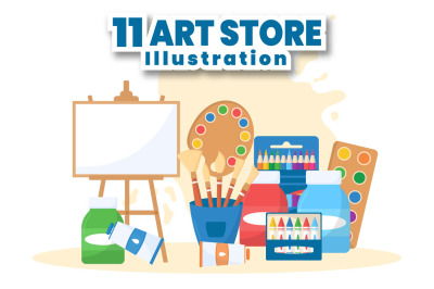 11 Art Store of Painting Supplies Illustration