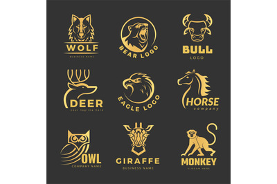 Animals logo. Business identity symbols with stylized pictures of diff