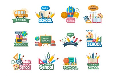 School emblems. Back to school labels with place for text recent vecto